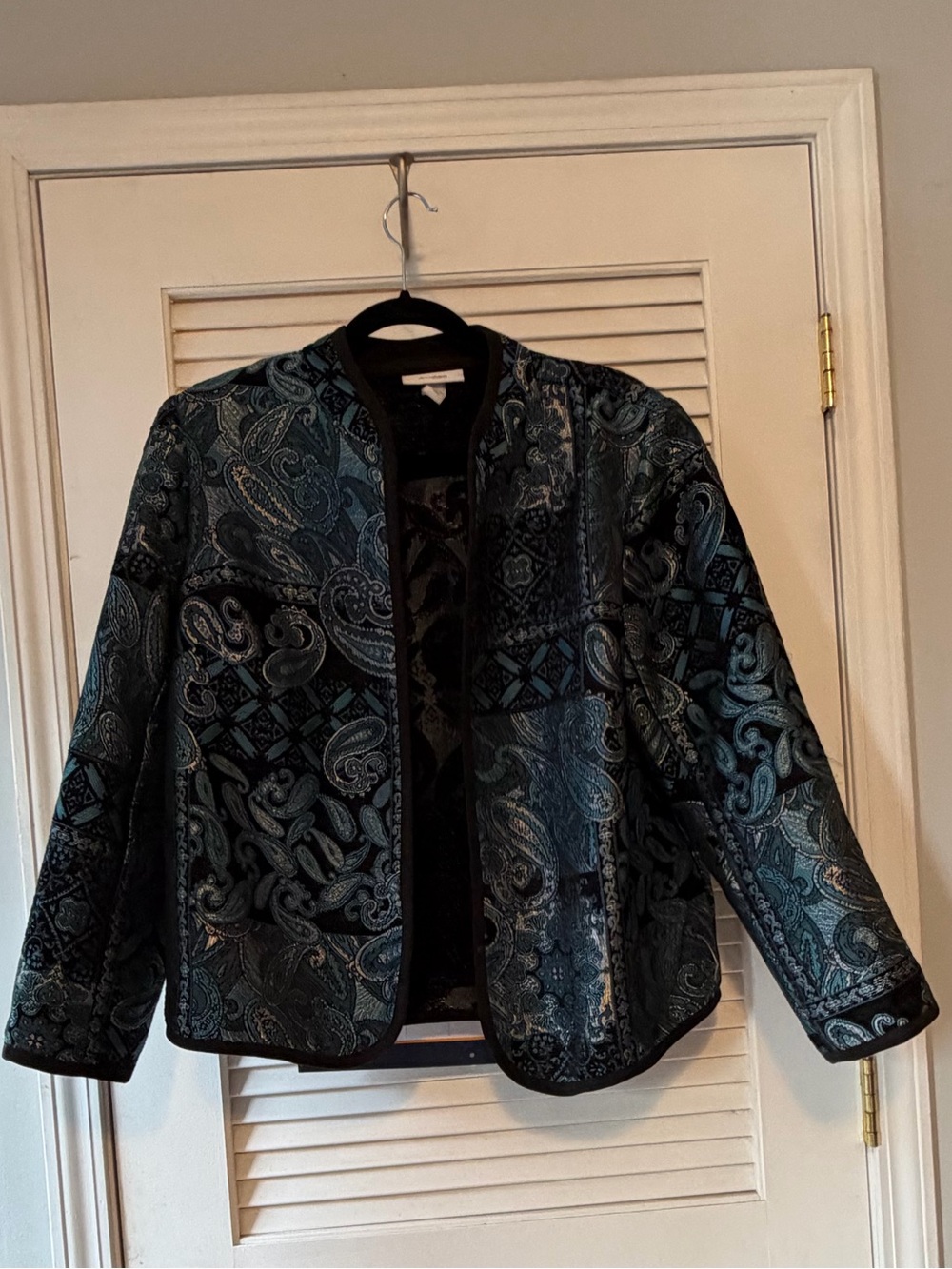 dressbarn Teal and Black Paisley Open-Front Blazer stunning Dress Barn!